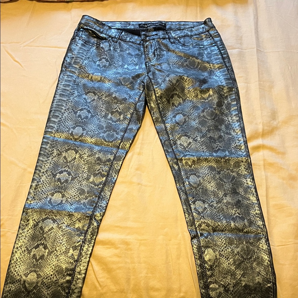 Celebrity Pink Snake Print Skinny Pants - Black and Gray